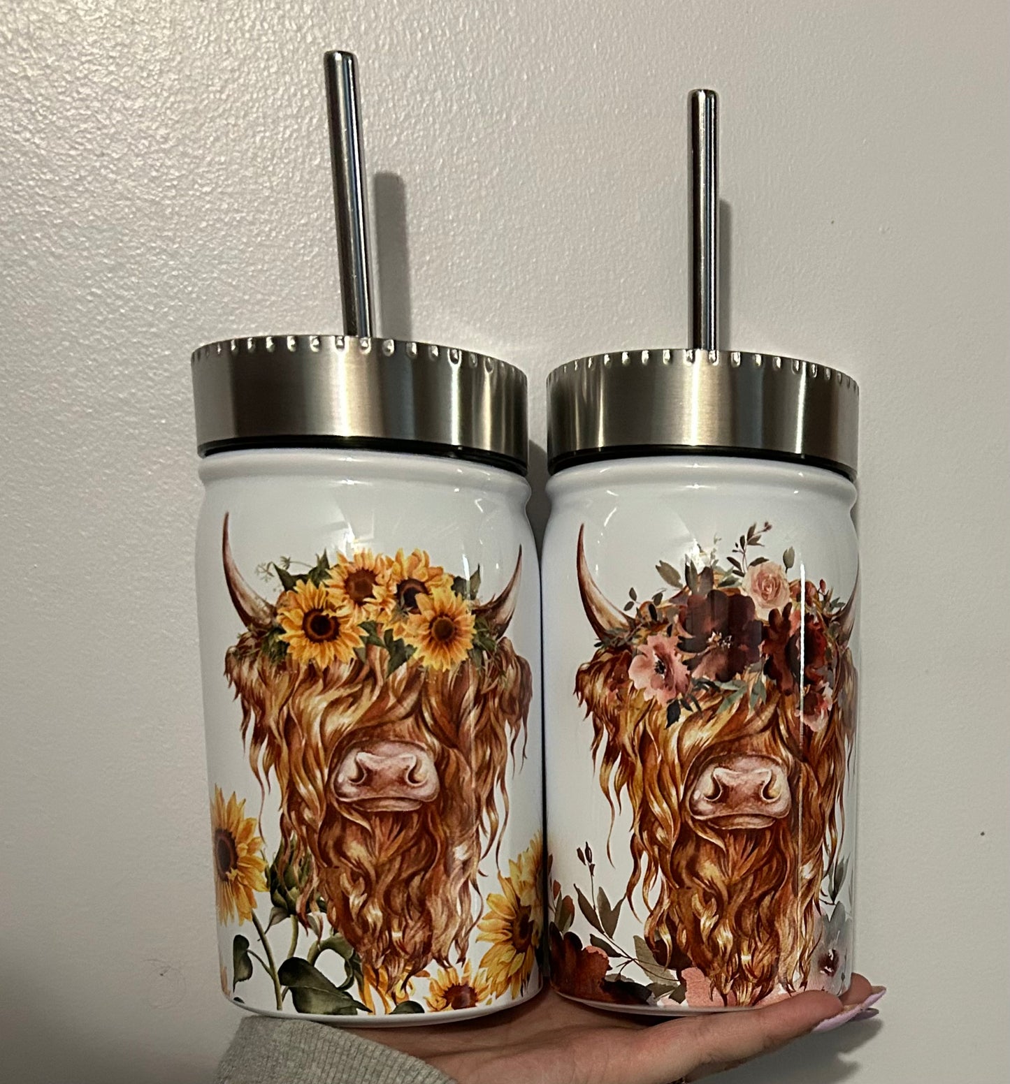 Highland Cow 17oz Mason Tumbler