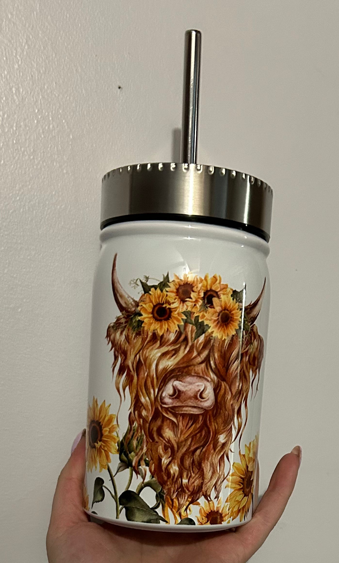 Highland Cow 17oz Mason Tumbler