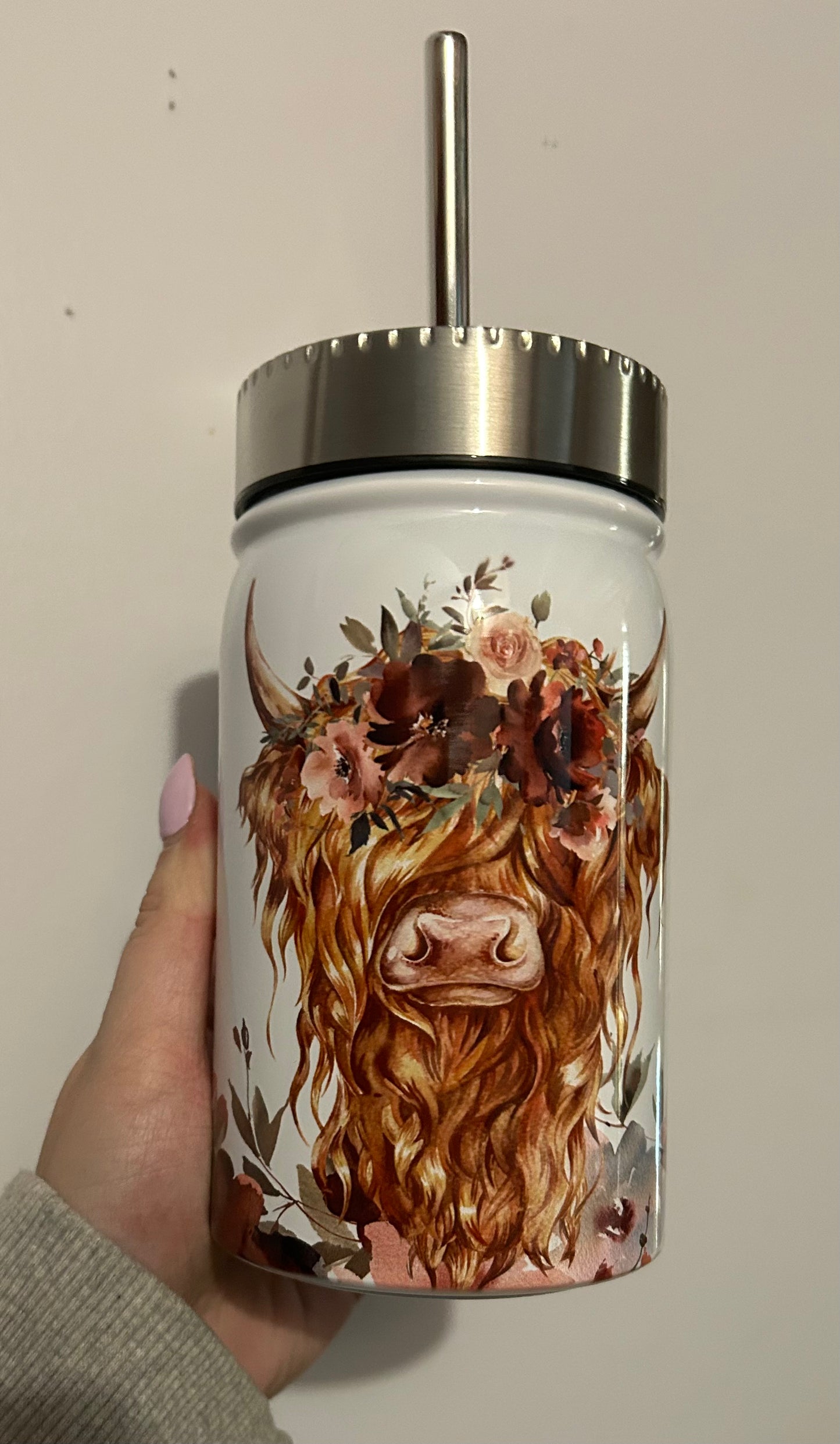 Highland Cow 17oz Mason Tumbler