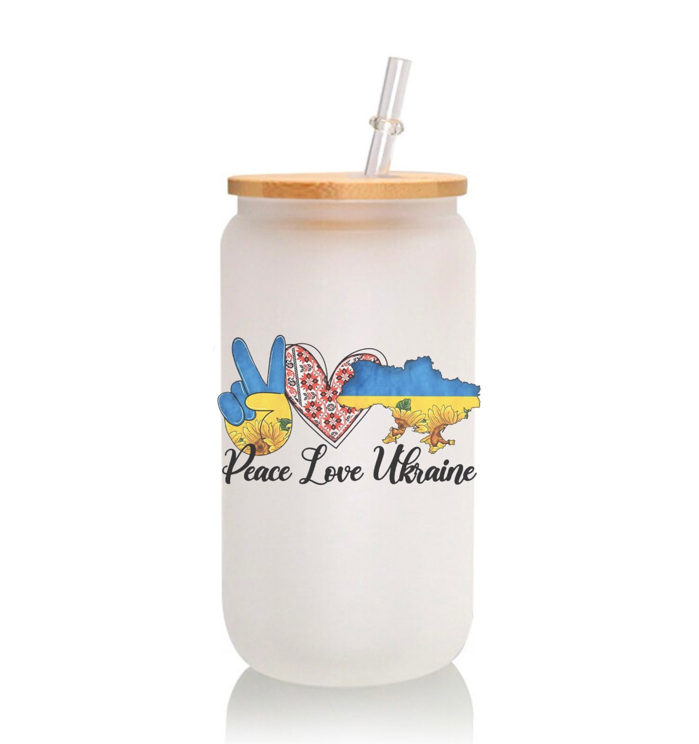 Peace Love Ukraine 16oz Libbey Glass