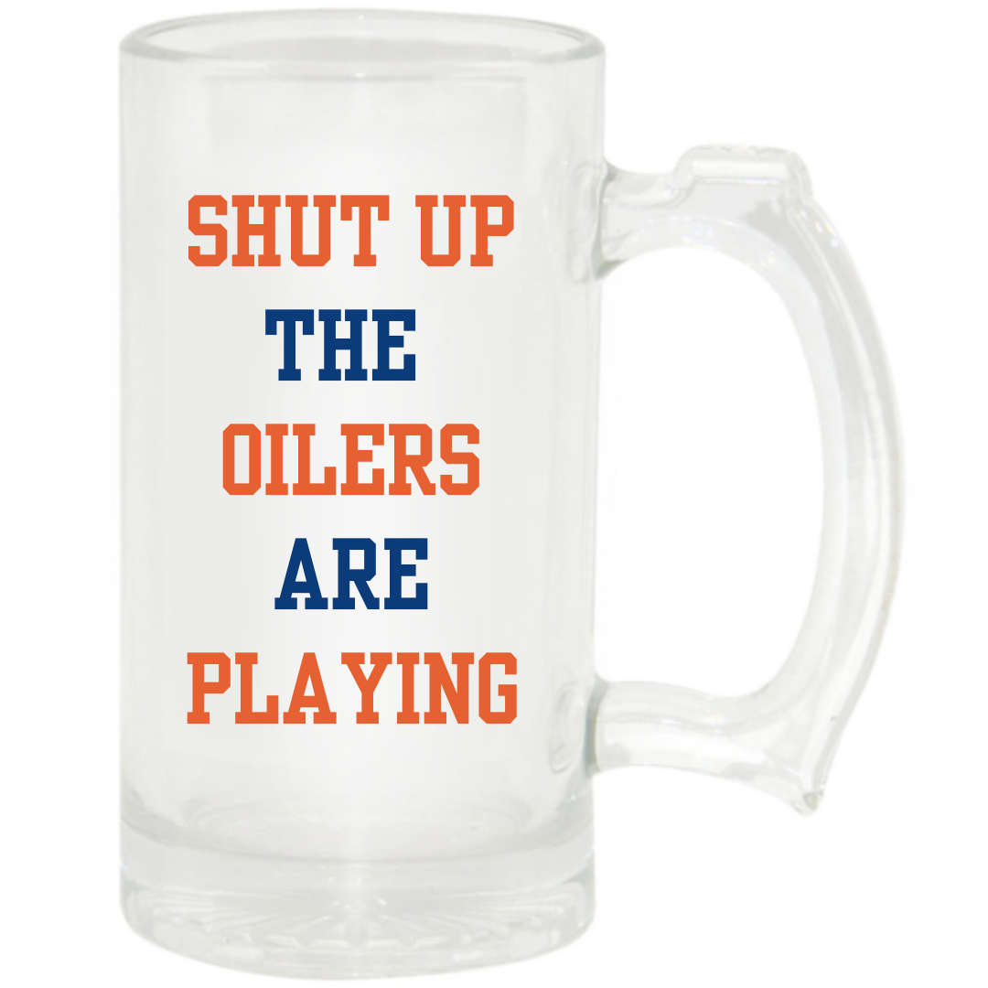 Shut up the game is on Beer Mug