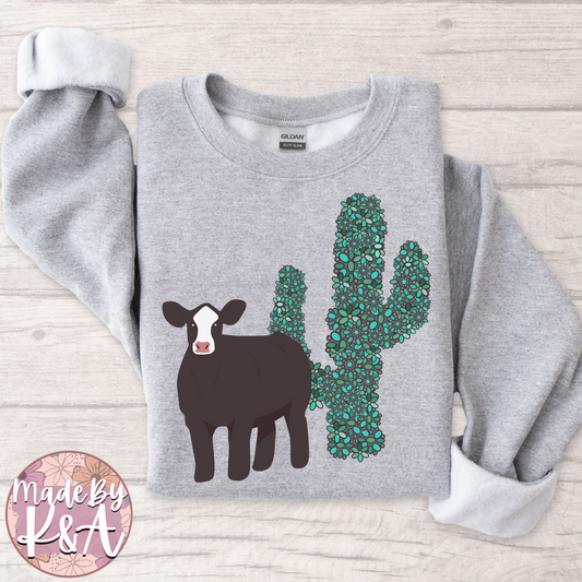 Turquoise Steer Sweater