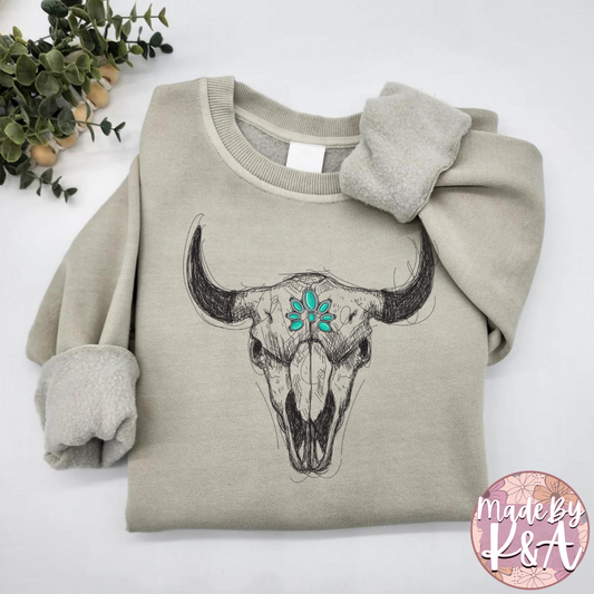 Skull Turquoise Crewneck