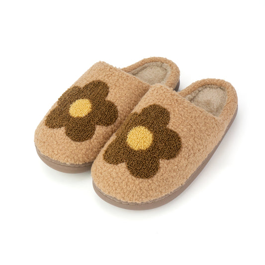 Brown Flower Slippers